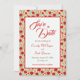 Elegante Red Carnation Blume Wedding Save the Date