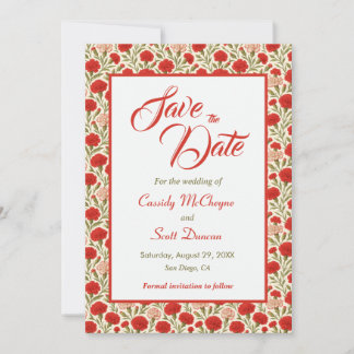 Elegante Red Carnation Blume Wedding Save the Date