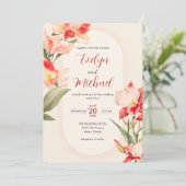 Elegante Red Cattleya Orchids Blume Hochzeit Einladung (Stehend Vorderseite)