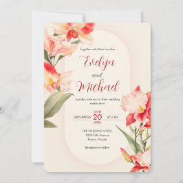 Elegante Red Cattleya Orchids Blume Hochzeit Einladung