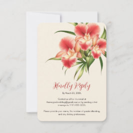 Elegante Red Cattleya Orchids Blume Hochzeit RSVP Karte