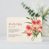 Elegante Red Cattleya Orchids Blume Hochzeit RSVP Karte (Stehend Vorderseite)