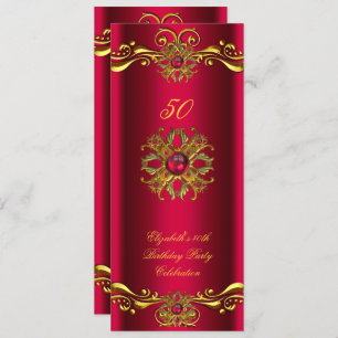 Elegante Red Cherry Jewel Gold Geburtstagsparty Einladung