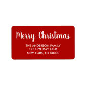 Elegante Red Christmas Custom Family Address Adressaufkleber (Vorne)