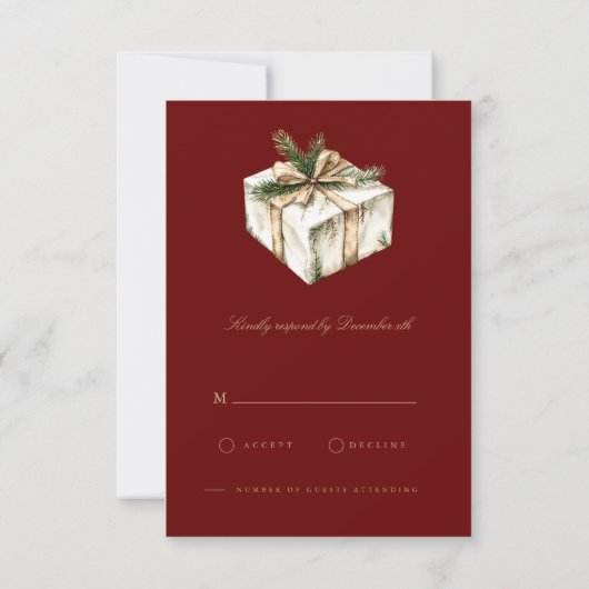 Elegante Red Christmas Decor RSVP Card (Rückseite)