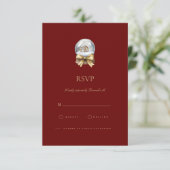 Elegante Red Christmas Decor RSVP Card Karte (Stehend Vorderseite)