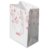 Elegante Red Christmas Decoration Geschenktasche Mittlere Geschenktüte (Rückseite Schrägansicht)