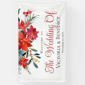 Elegante Red Christmas Poinsettia Floral Wedding Banner (Vertikal)