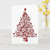 Elegante Red Christmas Tree Karte (Gelbe Blume)