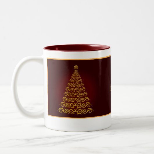 Elegante Red Christmas Tree Tasse (Links)