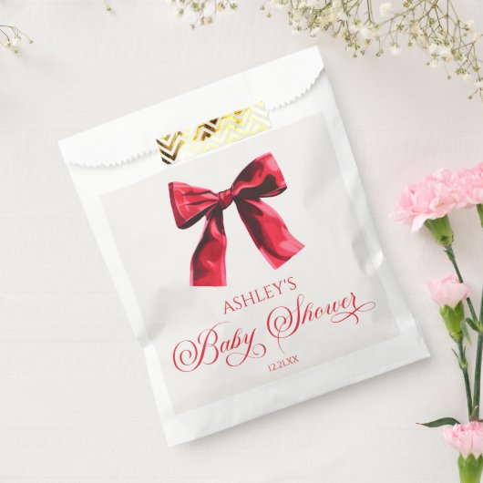 Elegante Red Coquette Bow Baby Shower Geschenktütchen (Versiegelt)