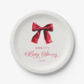 Elegante Red Coquette Bow Baby Shower Pappteller (Vorderseite)