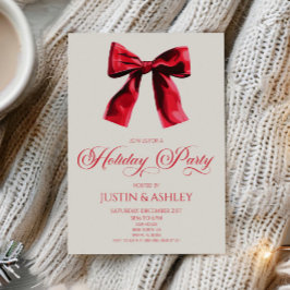 Elegante Red Coquette Bow Holiday Party Einladung