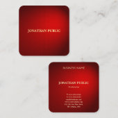 Elegante Red Damask Gold Textname Moderne Vorlage Quadratische Visitenkarte (Vorne/Hinten)