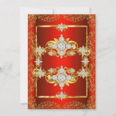 Elegante Red Damask Gold White Birthday Party Einladung (Rückseite)