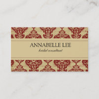 Elegante Red Damask Profile Business Card