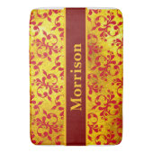 Elegante Red Damask und Gold Textur Badematte (Vorderseite Vertikal)