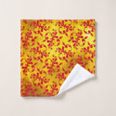 Elegante Red Damask und Gold Textur Badhandtuch Set (Waschlappen)