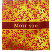 Elegante Red Damask und Gold Textur Duschvorhang (Vorderseite)