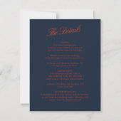 Elegante Red & Deep Blue Black Wedding Details Car Einladung (Vorderseite)