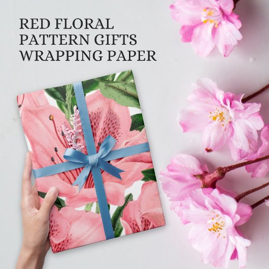 Elegante Red Floral Business Packaging Geschenkpapier