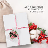 Elegante Red Floral Custom Business Name & Logo Geschenkanhänger