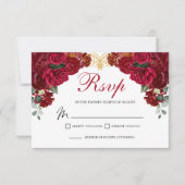 Elegante Red Floral UAWG Enclosure Card RSVP Karte (Vorderseite)