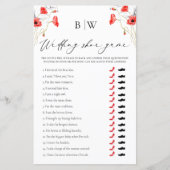 Elegante Red Floral Wedding Shoe Card (Vorderseite)