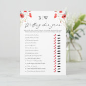 Elegante Red Floral Wedding Shoe Card Einladung (Stehend Vorderseite)