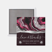 Elegante Red Foil und Silver Glitzer Agate Wedding Magnet (Vorderseite/Rückseite)