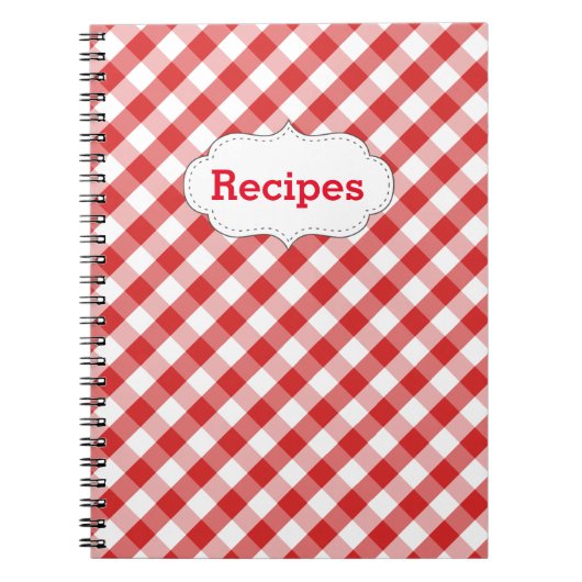 Elegante Red Gingham Pattern Rezepte Notizblock (Vorderseite)