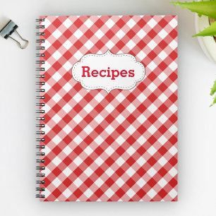 Elegante Red Gingham Pattern Rezepte Notizblock