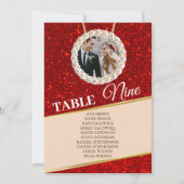 Elegante Red Glitzer Foto Seating Chart Card Card  Einladung (Vorderseite)