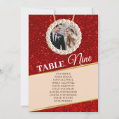 Elegante Red Glitzer Foto Seating Chart Card Card  Einladung (Rückseite)