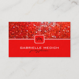 Elegante Red Glitzer Party Planer Business Card Visitenkarte