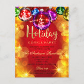 Elegante Red Gold Baubles Weihnachts-Einladung Postkarte (Vorderseite)