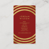 Elegante Red Gold Circles Geometric Social Media Visitenkarte (Rückseite)