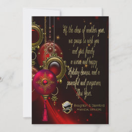 Elegante Red Gold Corporate Weihnachtskarte Feiertagskarte