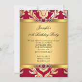 Elegante Red Gold Damask Pearl Birthday Party Einladung (Vorderseite)