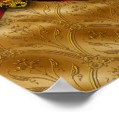 Elegante Red Gold Damask Poster (Ecke)