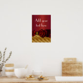 Elegante Red Gold Damask Poster (Küche)