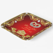 Elegante Red Gold Diamond Personalisiert Pappteller (Gewinkelt)