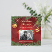 Elegante Red Gold Foto Template Weihnachten (Stehend Vorderseite)