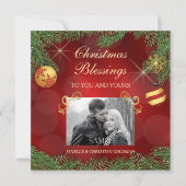 Elegante Red Gold Foto Template Weihnachten (Vorderseite)