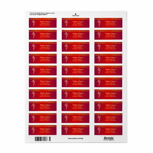 Elegante Red Gold Ganesh/Indian God Address Labels (Vorne)