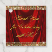 Elegante Red Gold Geburtstagsparty Geschenkanhänger (Vorderseite)