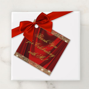 Elegante Red Gold Geburtstagsparty Geschenkanhänger