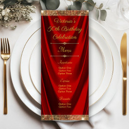 Elegante Red Gold Geburtstagsparty-Programme Einladung