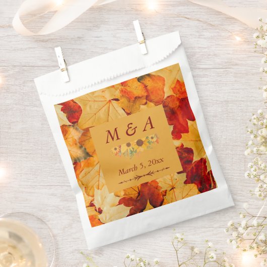 Elegante Red Gold Herbst Blätter Hochzeitsgeschenk Geschenktütchen (Ausgeschnitten)