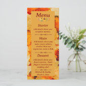 Elegante Red Gold Herbst Leaves Hochzeit im Herbst Menükarte (Stehend Vorderseite)